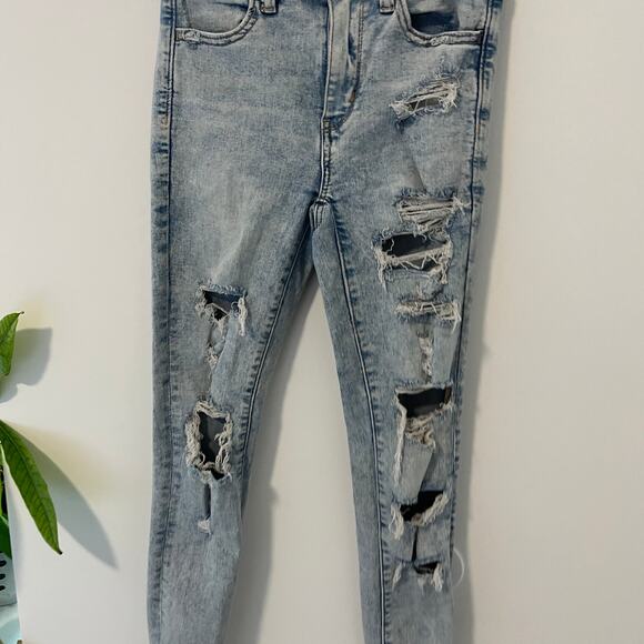 American Eagle Distressed Skinny Jeans Size 00 Short - Picture 4 of 6